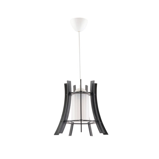 GloboStar® VIVIDUS 202-0029 Μοντέρνο Κρεμαστό Φωτιστικό Ανάρτηση Μονόφωτο 1 x E27 IP20 Μαύρο & Διάφανο Πλαστικό – Μ30 x Π30 x Υ70cm