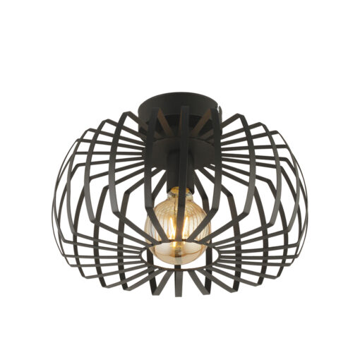 GloboStar® STAR 202-0054 Μοντέρνο Φωτιστικό Οροφής Πλέγμα Μονόφωτο 1 x E27 IP20 Μαύρο Μέταλλο – Μ40 x Π40 x Υ27cm