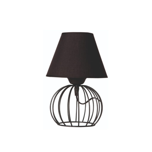 GloboStar® SHAPE 202-0057 Μοντέρνο Eπιτραπέζιο Φωτιστικό Μονόφωτο 1 x E27 IP20 Μαύρο Μέταλλο με Μαύρο Ύφασμα – Μ40 x Π40 x Υ27cm