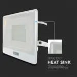 LED Προβολέας με Ανιχνευτή Κίνησης 50W V-TAC PRO Samsung Chip 100° 4000lm Λευκός με 1m καλώδιο IP65 Ψυχρό 6500K – 20303