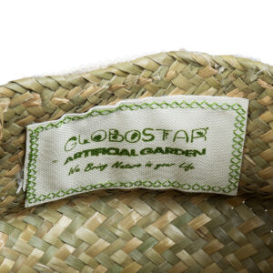 GloboStar® Artificial Garden MILOS 20306 Διακοσμητικό Ψάθινο Καλάθι – Κασπώ Γλάστρα – Flower Pot Μπεζ με Μακραμέ Φ17cm x Υ23cm
