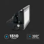 LED Προβολέας 20W V-TAC PRO Samsung Chip Μαύρος 100° 1510lm Αδιάβροχος IP65 Θερμό 3000K – 20307