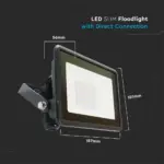 LED Προβολέας 50W V-TAC PRO Samsung Chip Μαύρος 100° 4000lm Αδιάβροχος IP65 Θερμό 3000K – 20313