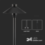 LED Φωτιστικό Καρφί Κήπου Μαύρο 7W V-TAC PRO Samsung Chip IP65 Θερμό 3000K – 20316