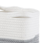 GloboStar® Artificial Garden POSITANO 20319 Διακοσμητικό Πλεκτό Καλάθι – Κασπώ Γλάστρα – Flower Pot Γκρι με Λευκό Φ25cm x Υ25cm