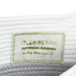 GloboStar® Artificial Garden POSITANO 20319 Διακοσμητικό Πλεκτό Καλάθι – Κασπώ Γλάστρα – Flower Pot Γκρι με Λευκό Φ25cm x Υ25cm