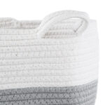 GloboStar® Artificial Garden KEFALONIA 20320 Διακοσμητικό Πλεκτό Καλάθι – Κασπώ Γλάστρα – Flower Pot Γκρι με Λευκό Φ30cm x Υ30cm