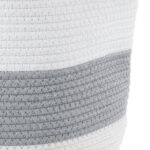 GloboStar® Artificial Garden KEFALONIA 20320 Διακοσμητικό Πλεκτό Καλάθι – Κασπώ Γλάστρα – Flower Pot Γκρι με Λευκό Φ30cm x Υ30cm