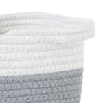 GloboStar® Artificial Garden KEFALONIA 20321 Διακοσμητικό Πλεκτό Καλάθι – Κασπώ Γλάστρα – Flower Pot Γκρι με Λευκό Φ20cm x Υ20cm