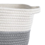 GloboStar® Artificial Garden KEFALONIA 20322 Διακοσμητικό Πλεκτό Καλάθι – Κασπώ Γλάστρα – Flower Pot Λευκό με Γκρι Φ25 x Υ25cm