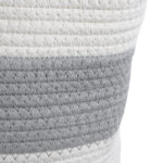 GloboStar® Artificial Garden KEFALONIA 20322 Διακοσμητικό Πλεκτό Καλάθι – Κασπώ Γλάστρα – Flower Pot Λευκό με Γκρι Φ25 x Υ25cm