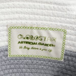 GloboStar® Artificial Garden KEFALONIA 20322 Διακοσμητικό Πλεκτό Καλάθι – Κασπώ Γλάστρα – Flower Pot Λευκό με Γκρι Φ25 x Υ25cm