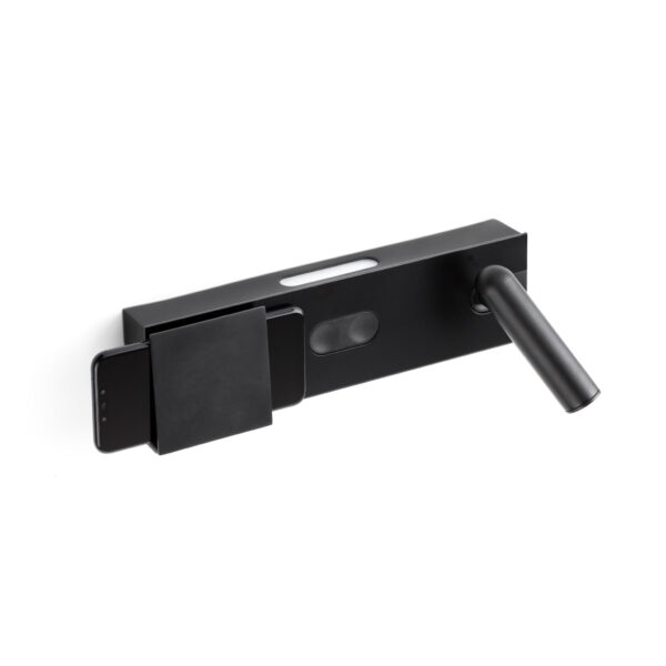 Faro Barcelona MAGOS Επιτοίχιο Φωτιστικό, Μαύρου Χρώματος,Θέση Επαγωγικής Φόρτισης, Με Αναγνώστη, Step Dimmable LED 14W 2700K – 20330