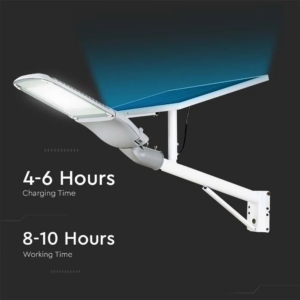 LED Ηλιακό Φωτιστικό Δρόμου 50W V-TAC PRO Samsung Chip 120° 3000lm Γκρι IP65 Ψυχρό 6400K για Ιστό & Τοίχο με Τηλεχειριστήριο – 20341