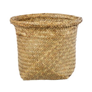 GloboStar® Artificial Garden CECILIA 20342 Διακοσμητικό Ψάθινο Καλάθι – Κασπώ Γλάστρα – Flower Pot Μπεζ Φ24cm x Υ24cm