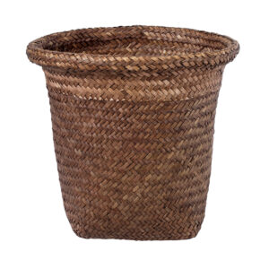 GloboStar® Artificial Garden SKIATHOS 20345 Διακοσμητικό Ψάθινο Καλάθι – Κασπώ Γλάστρα – Flower Pot Καφέ Φ24cm x Υ24cm