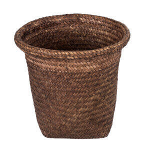 GloboStar® Artificial Garden SKIATHOS 20345 Διακοσμητικό Ψάθινο Καλάθι – Κασπώ Γλάστρα – Flower Pot Καφέ Φ24cm x Υ24cm