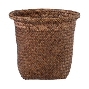 GloboStar® Artificial Garden SKIATHOS 20346 Διακοσμητικό Ψάθινο Καλάθι – Κασπώ Γλάστρα – Flower Pot Καφέ Φ26cm x Υ26cm
