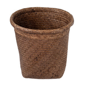 GloboStar® Artificial Garden SKIATHOS 20347 Διακοσμητικό Ψάθινο Καλάθι – Κασπώ Γλάστρα – Flower Pot Καφέ Φ30cm x Υ30cm