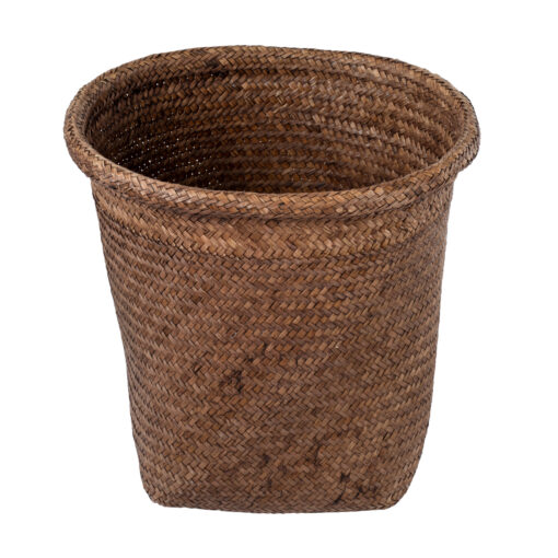 GloboStar® Artificial Garden SKIATHOS 20347 Διακοσμητικό Ψάθινο Καλάθι – Κασπώ Γλάστρα – Flower Pot Καφέ Φ30cm x Υ30cm