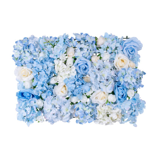 GloboStar® Artificial Garden ROSES STORY 20353 Τεχνητό Διακοσμητικό Πάνελ Λουλουδιών – Κάθετος Κήπος σύνθεση Μπλε & Μπεζ Τριαντάφυλλα Μ40 x Π60 x Υ10cm