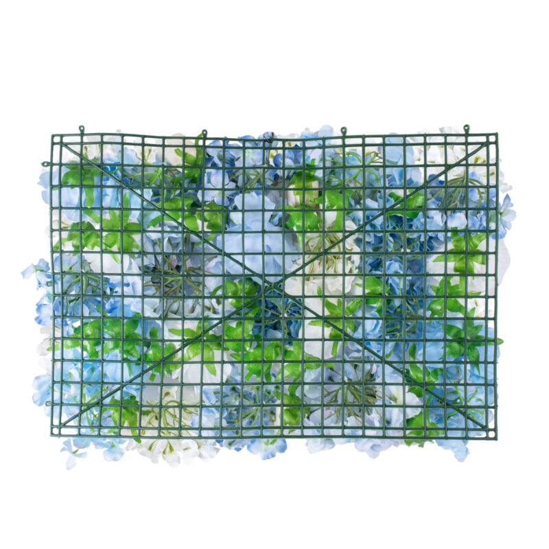 GloboStar® Artificial Garden ROSES STORY 20353 Τεχνητό Διακοσμητικό Πάνελ Λουλουδιών – Κάθετος Κήπος σύνθεση Μπλε & Μπεζ Τριαντάφυλλα Μ40 x Π60 x Υ10cm