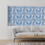 GloboStar® Artificial Garden ROSES STORY 20353 Τεχνητό Διακοσμητικό Πάνελ Λουλουδιών – Κάθετος Κήπος σύνθεση Μπλε & Μπεζ Τριαντάφυλλα Μ40 x Π60 x Υ10cm