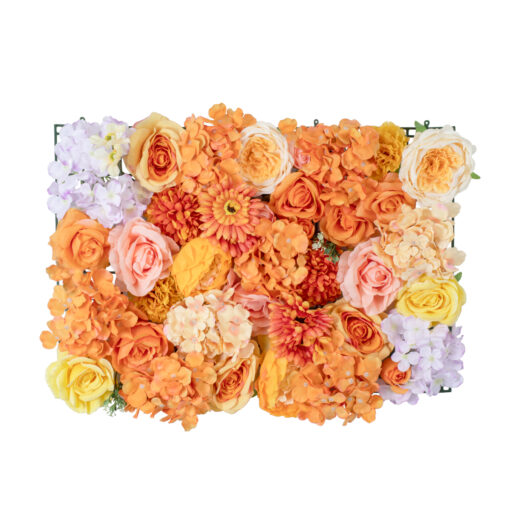 GloboStar® Artificial Garden ROSES STORY 20354 Τεχνητό Διακοσμητικό Πάνελ Λουλουδιών – Κάθετος Κήπος σύνθεση Πορτοκαλί & Ροζ Τριαντάφυλλα Μ40 x Π60 x Υ12cm