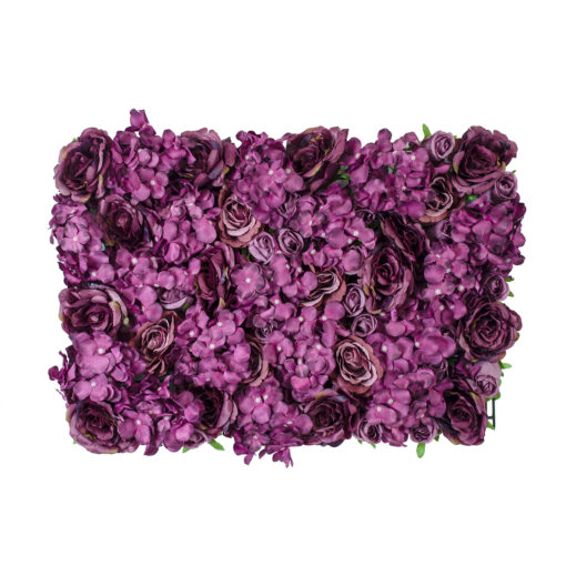 GloboStar® Artificial Garden ROSES STORY 20356 Τεχνητό Διακοσμητικό Πάνελ Λουλουδιών – Κάθετος Κήπος σύνθεση Φουξ & Βυσσινί Τριαντάφυλλα Μ40 x Π60 x Υ10cm