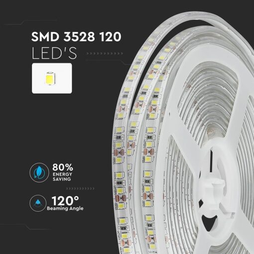 LED Ταινία 7.2W V-TAC Dimmable 600lm/m Αδιάβροχη IP65 Φυσικό Λευκό 4000K 5 Μέτρα – 212044