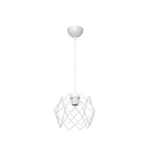 GloboStar® VORTEX 203-0001 Mοντέρνο Κρεμαστό Φωτιστικό Πλέγμα Μονόφωτο 1 x E27 IP20 Λευκό Μέταλλο – Μ23.5 x Π23.5 x Υ90cm