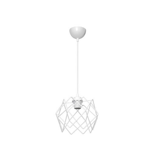 GloboStar® VORTEX 203-0001 Mοντέρνο Κρεμαστό Φωτιστικό Πλέγμα Μονόφωτο 1 x E27 IP20 Λευκό Μέταλλο – Μ23.5 x Π23.5 x Υ90cm