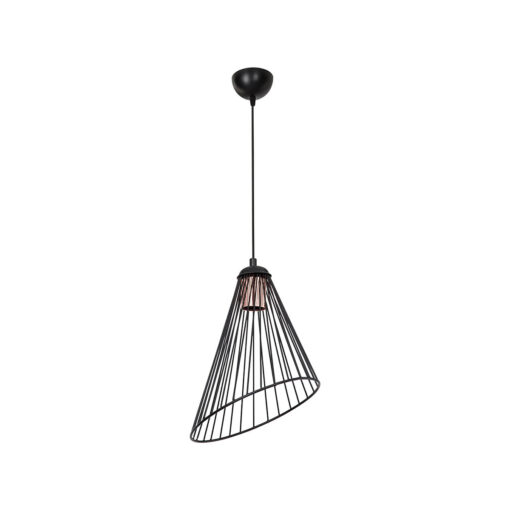 GloboStar® ARCWIRE 203-0015 Μοντέρνο Κρεμαστό Φωτιστικό Πλέγμα Μονόφωτο 1 x E27 IP20 Μαύρο Σύρμα – Μ24 x Π24 x Υ90cm