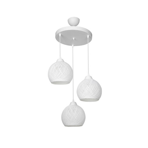 GloboStar® YASAM 203-0023 Vintage Κρεμαστό Φωτιστικό Σχοινί Τρίφωτο 3 x E27 IP20 Λευκό Σχοινί – Μ35 x Π35 x Υ80cm