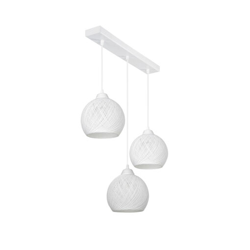 GloboStar® YASAM 203-0027 Vintage Κρεμαστό Φωτιστικό Σχοινί Τρίφωτο 3 x E27 IP20 Λευκό Σχοινί – Μ55 x Π25 x Υ80cm