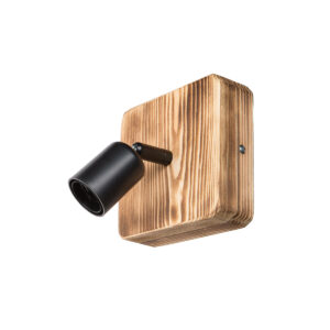 GloboStar® CUP 203-0062 Vintage Φωτιστικό Οροφής Σποτ Μονόφωτο 1 x E27 IP20 Καρυδί Ξύλο με Μαύρο Μέταλλο – Μ20 x Π15 x Υ15cm