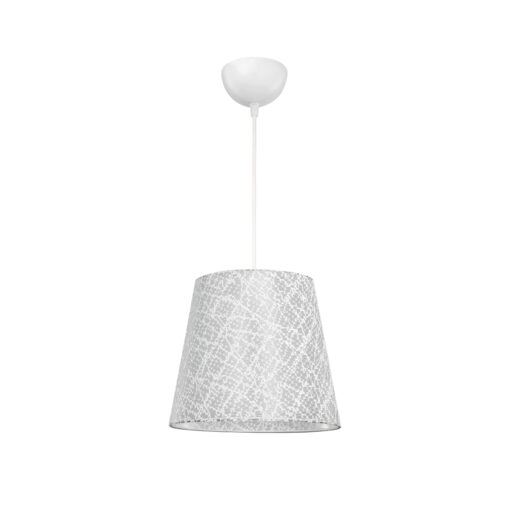 GloboStar® CONEY 203-0069 Μοντέρνο Κρεμαστό Φωτιστικό Καπέλο Μονόφωτο 1 x E27 IP20 Λευκό Ύφασμα – Μ26 x Π26 x Υ93cm