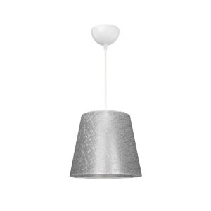 GloboStar® CONEY 203-0070 Μοντέρνο Κρεμαστό Φωτιστικό Καπέλο Μονόφωτο 1 x E27 IP20 Γκρι Διάτρητο  Ύφασμα – Μ26 x Π26 x Υ93cm