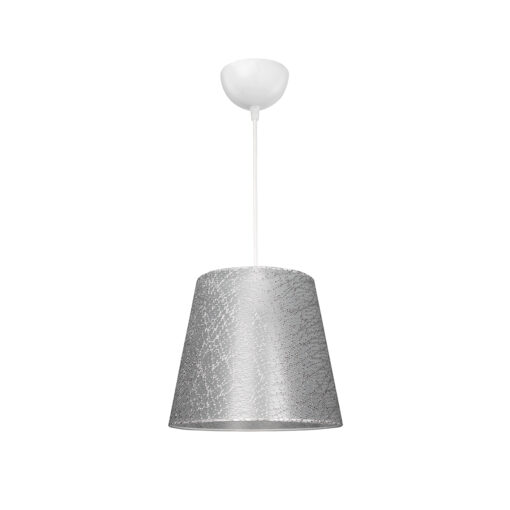 GloboStar® CONEY 203-0070 Μοντέρνο Κρεμαστό Φωτιστικό Καπέλο Μονόφωτο 1 x E27 IP20 Γκρι Διάτρητο  Ύφασμα – Μ26 x Π26 x Υ93cm