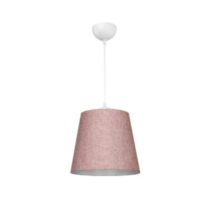 GloboStar® CONEY 203-0072 Μοντέρνο Κρεμαστό Φωτιστικό Καπέλο Μονόφωτο 1 x E27 IP20 Ροζ Ύφασμα – Μ26 x Π26 x Υ93cm