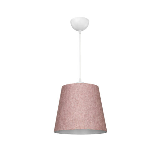 GloboStar® CONEY 203-0072 Μοντέρνο Κρεμαστό Φωτιστικό Καπέλο Μονόφωτο 1 x E27 IP20 Ροζ Ύφασμα – Μ26 x Π26 x Υ93cm