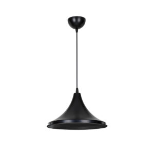 GloboStar® BELFRY 203-0078 Μοντέρνο Κρεμαστό Φωτιστικό Καμπάνα Μονόφωτο 1 x E27 IP20 Μαύρο Πλαστικό – Μ29.5 x Π29.5 x Υ90cm