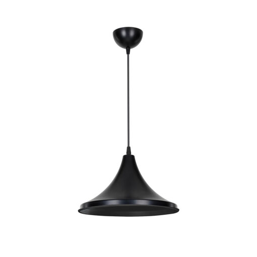 GloboStar® BELFRY 203-0078 Μοντέρνο Κρεμαστό Φωτιστικό Καμπάνα Μονόφωτο 1 x E27 IP20 Μαύρο Πλαστικό – Μ29.5 x Π29.5 x Υ90cm