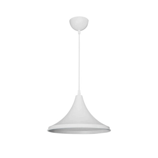 GloboStar® BELFRY 203-0079 Μοντέρνο Κρεμαστό Φωτιστικό Καμπάνα Μονόφωτο 1 x E27 IP20 Λεύκο Πλαστικό – Μ29.5 x Π29.5 x Υ90cm