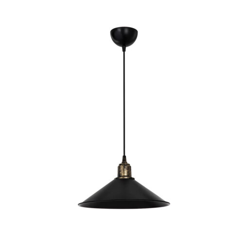 GloboStar® FERRO 203-0082 Μοντέρνο Κρεμαστό Φωτιστικό Καμπάνα Μονόφωτο 1 x E27 IP20 Μαύρο με Χρυσό Πλαστικό – Μ30 x Π30 x Υ90cm