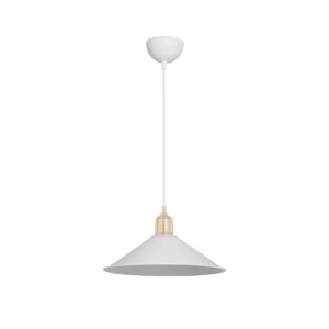 GloboStar® FERRO 203-0083 Μοντέρνο Κρεμαστό Φωτιστικό Καμπάνα Μονόφωτο 1 x E27 IP20 Λευκό με Χρυσό Πλαστικό – Μ30 x Π30 x Υ90cm