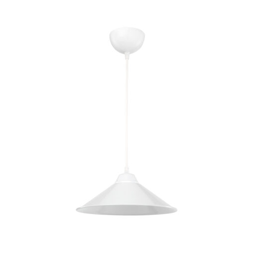GloboStar® FERRO 203-0085 Μοντέρνο Κρεμαστό Φωτιστικό Καμπάνα Μονόφωτο 1 x E27 IP20 Λευκό Πλαστικό – Μ30 x Π30 x Υ90cm