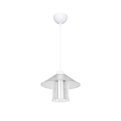 GloboStar® Promo 203-0088 Μοντέρνο Κρεμαστό Φωτιστικό Καμπάνα Μονόφωτο 1 x E27 IP20 Λευκό Πλαστικό – Μ25.5 x Π25.5 x Υ90cm