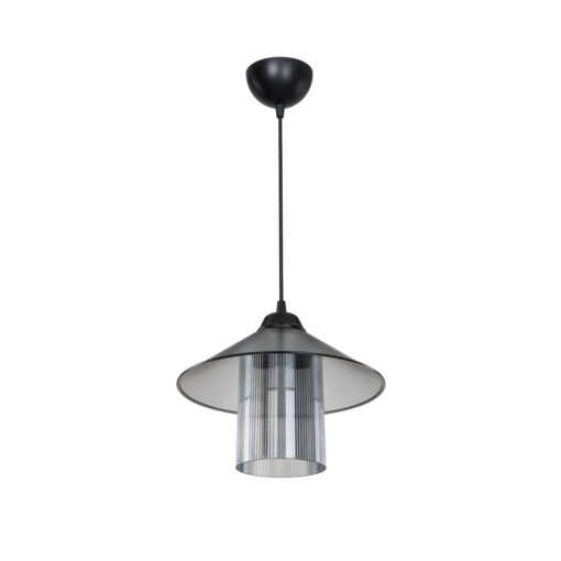 GloboStar® Promo 203-0089 Μοντέρνο Κρεμαστό Φωτιστικό Καμπάνα Μονόφωτο 1 x E27 IP20 Μαύρο Πλαστικό – Μ25.5 x Π25.5 x Υ90cm