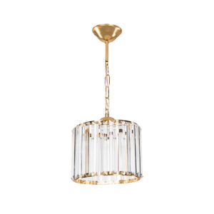 GloboStar® GLAMOROUS 203-0093 Κρύσταλλο Κρεμαστό Φωτιστικό Κρύσταλλα Μονόφωτο 1 x E27 IP20 Χρυσό Μεταλλό με Κρύσταλλο – Μ20 x Π20 x Υ45cm